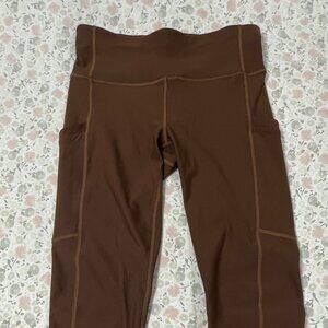 Fabletics Brown High Waisted w/ Pockets Workout Leggings - No Tag (?Large)